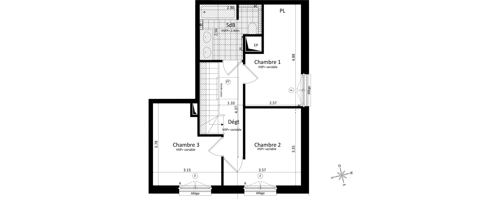 Appartement T4 de 77,29 m2 au V&eacute;sinet Centre