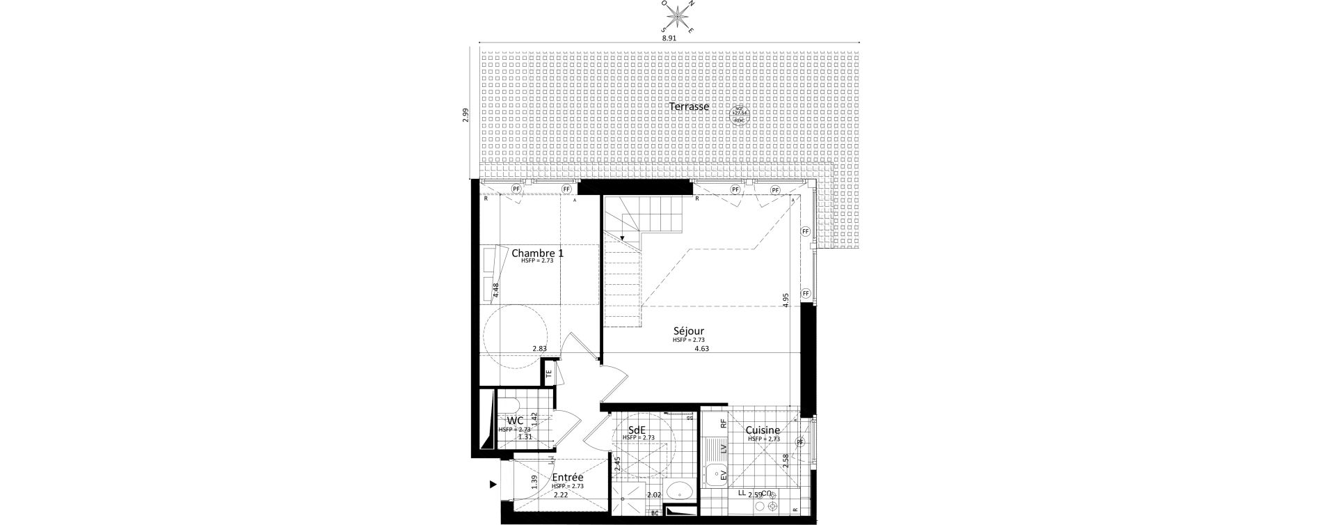 Appartement T4 de 95,24 m2 au V&eacute;sinet Centre