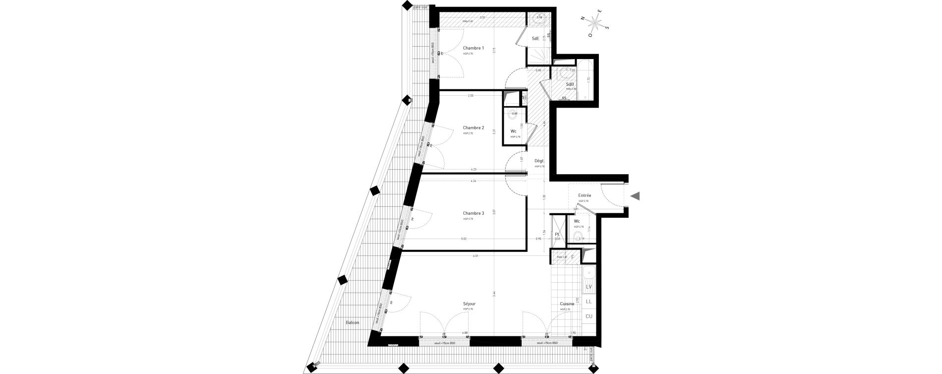 Appartement T4 de 83,24 m2 au V&eacute;sinet Centre