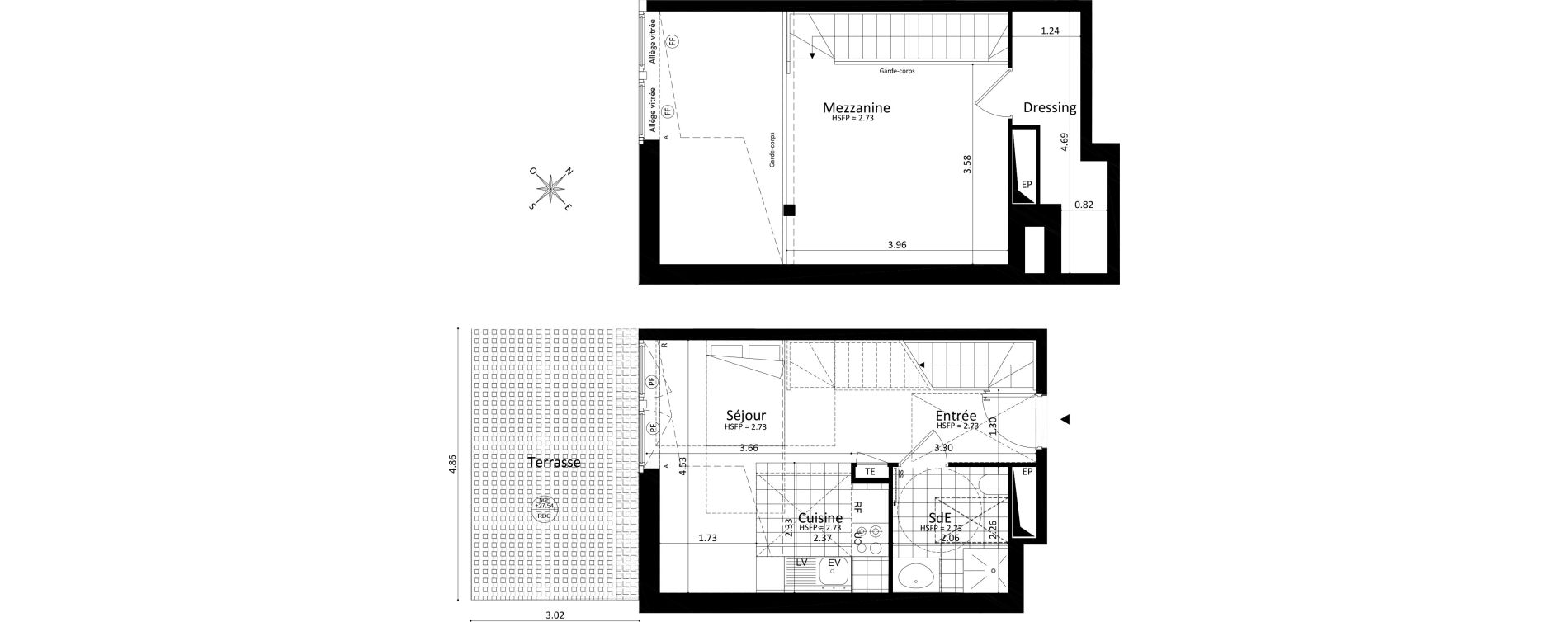 Duplex T1 de 46,32 m2 au V&eacute;sinet Centre