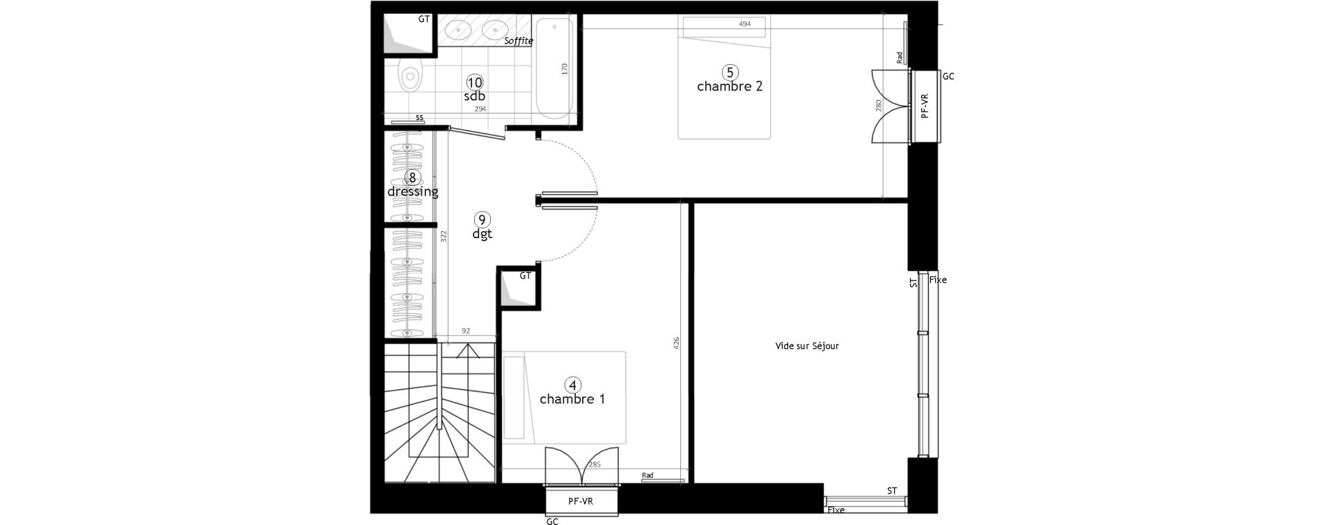 Duplex T4 de 86,85 m2 au V&eacute;sinet Parc princesse