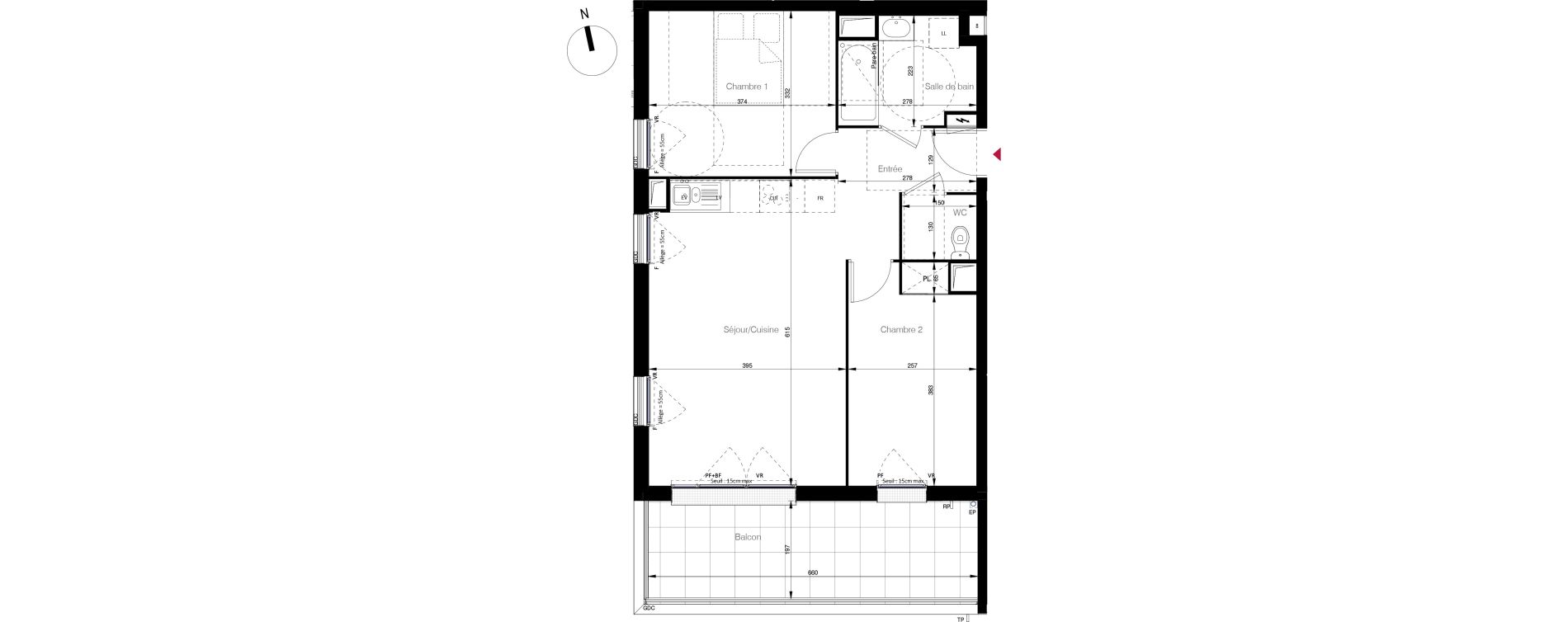 Appartement T3 de 59,70 m2 aux Clayes-Sous-Bois L'avre