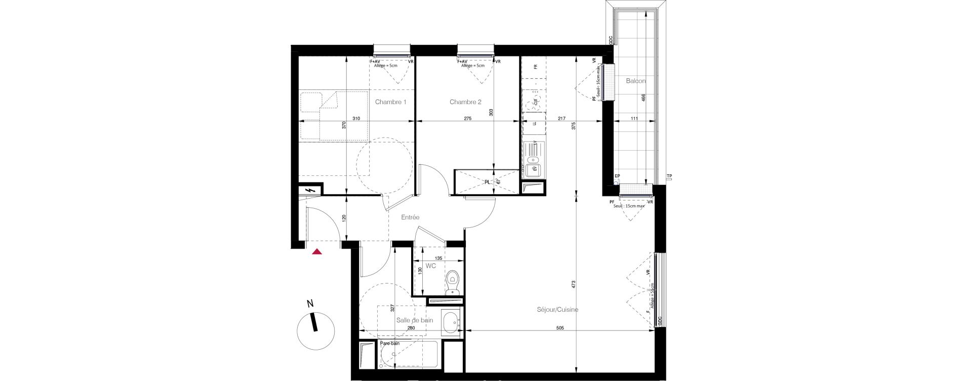 Appartement T3 de 66,60 m2 aux Clayes-Sous-Bois L'avre