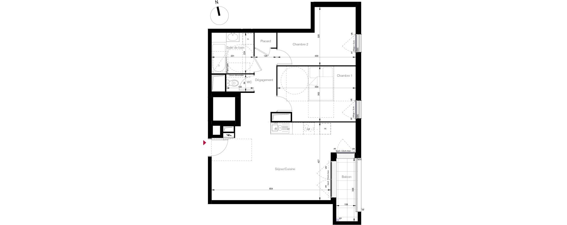 Appartement T3 de 66,00 m2 aux Clayes-Sous-Bois L'avre
