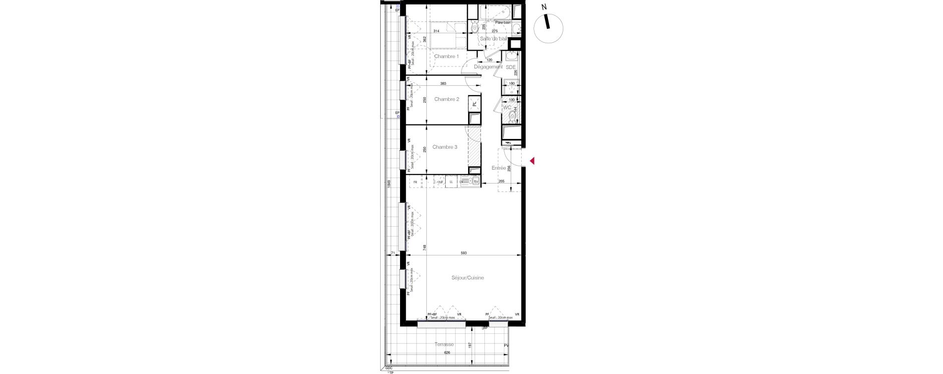 Appartement T4 de 91,80 m2 aux Clayes-Sous-Bois L'avre