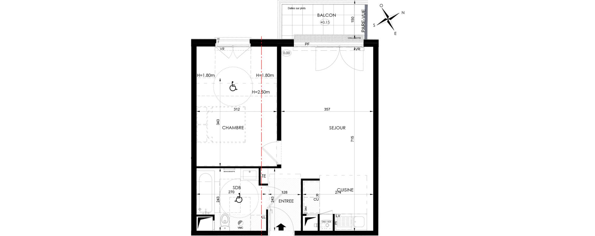 Appartement T2 de 44,30 m2 aux Clayes-Sous-Bois Centre