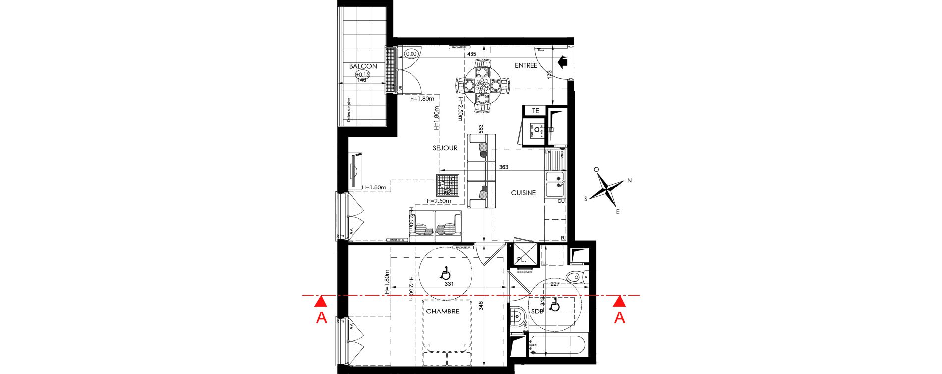 Appartement T2 de 44,80 m2 aux Clayes-Sous-Bois Centre
