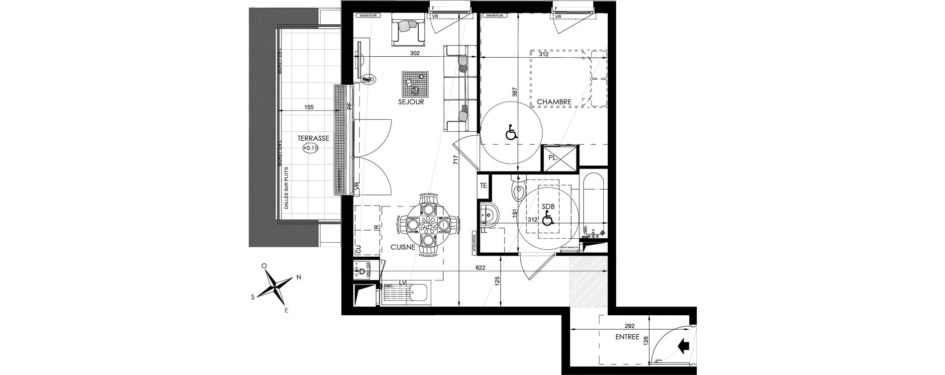 Appartement T2 de 46,65 m2 aux Clayes-Sous-Bois Centre