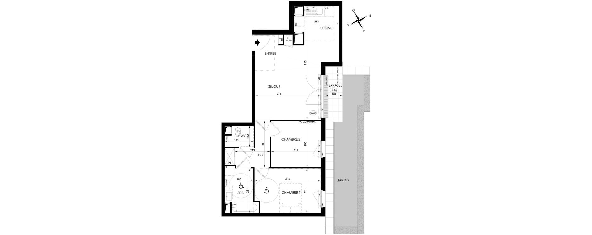 Appartement T3 de 60,40 m2 aux Clayes-Sous-Bois Centre