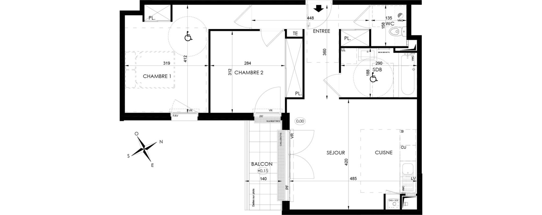 Appartement T3 de 60,50 m2 aux Clayes-Sous-Bois Centre