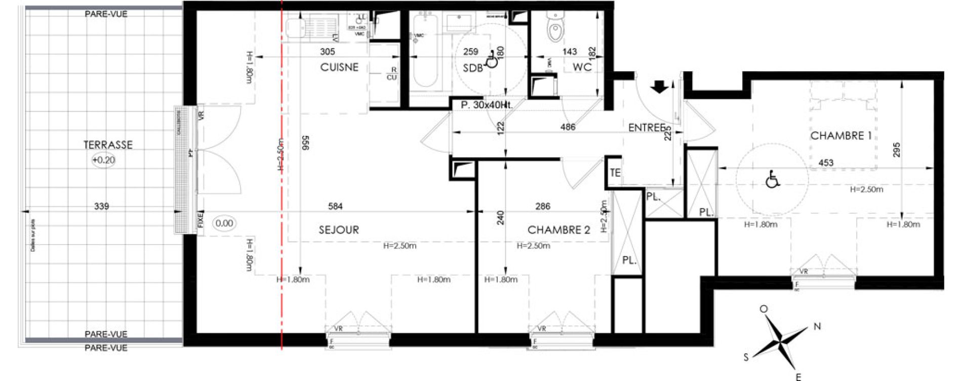 Appartement T3 de 66,55 m2 aux Clayes-Sous-Bois Centre