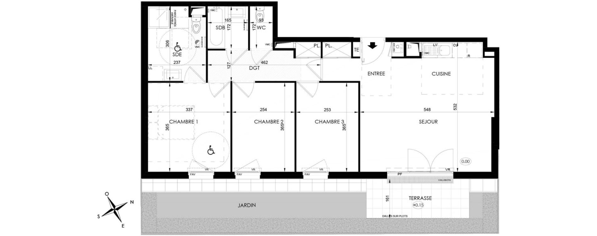 Appartement T4 de 78,55 m2 aux Clayes-Sous-Bois Centre