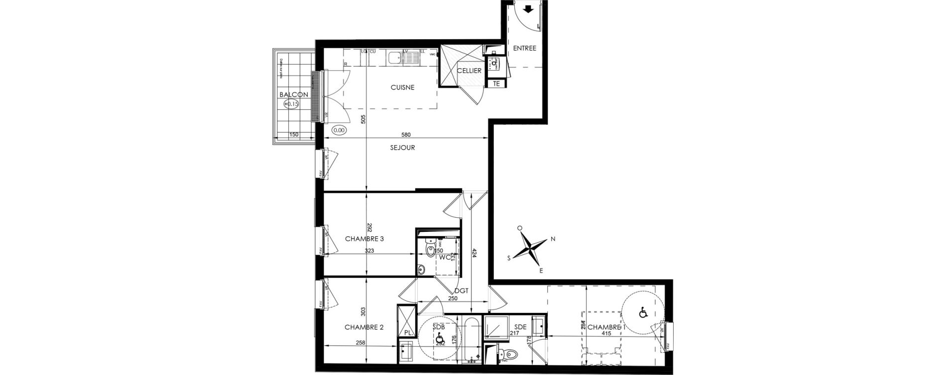 Appartement T4 de 85,35 m2 aux Clayes-Sous-Bois Centre
