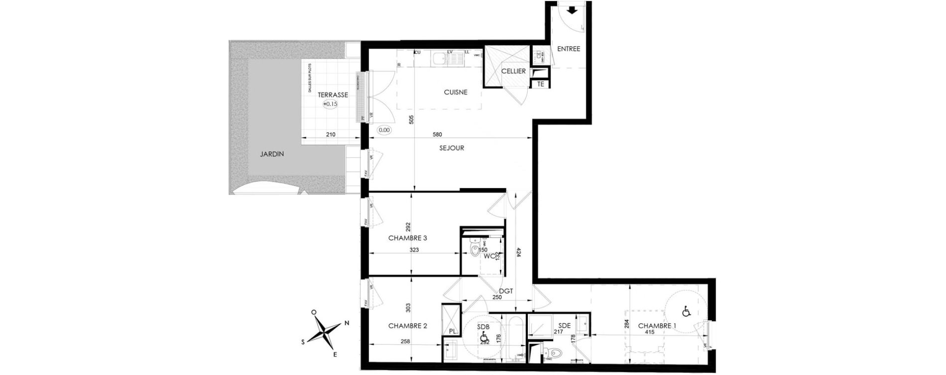 Appartement T4 de 85,35 m2 aux Clayes-Sous-Bois Centre