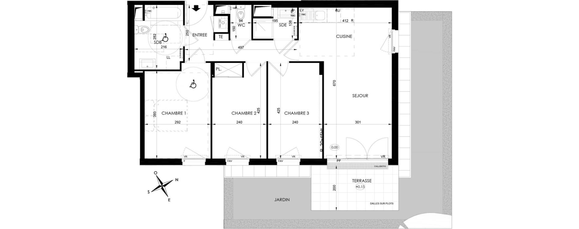 Appartement T4 de 71,30 m2 aux Clayes-Sous-Bois Centre
