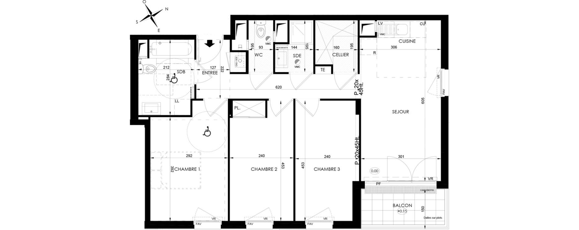 Appartement T4 de 71,70 m2 aux Clayes-Sous-Bois Centre
