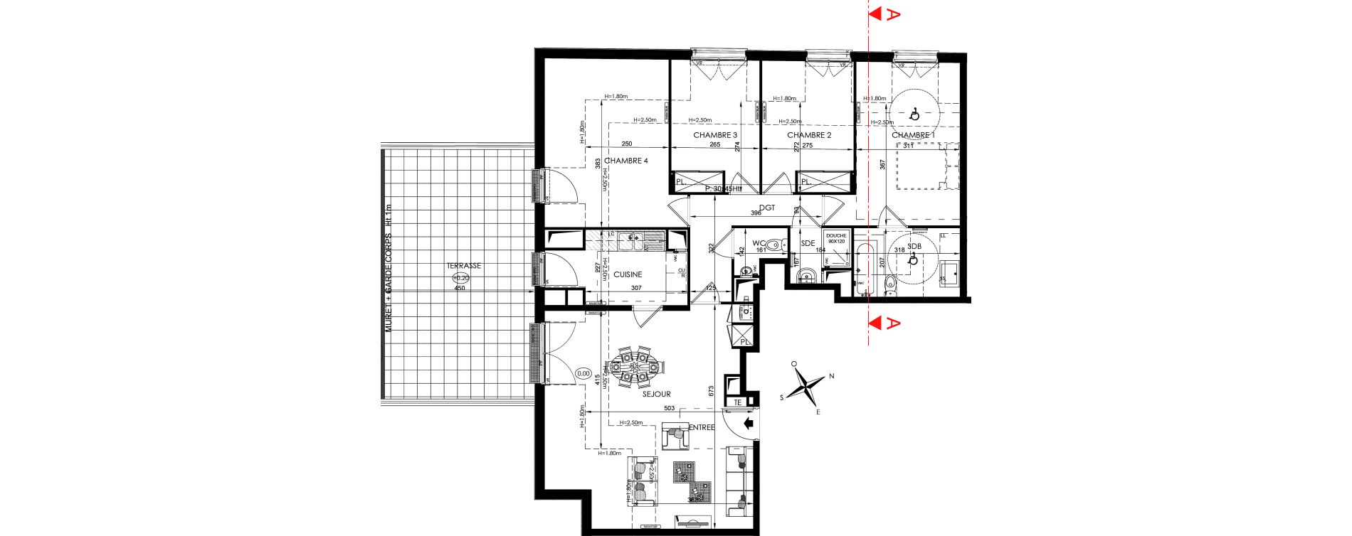 Appartement T5 de 100,20 m2 aux Clayes-Sous-Bois Centre