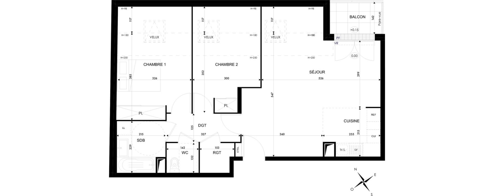 Appartement T3 de 64,39 m2 aux Clayes-Sous-Bois Val joyeux
