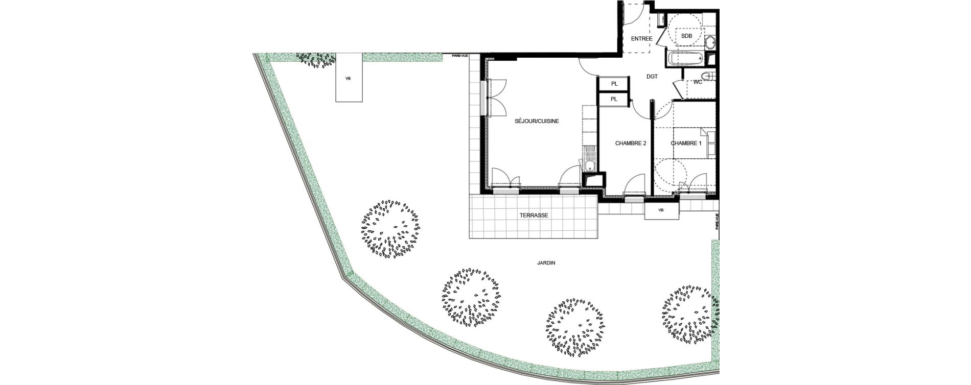 Appartement T3 de 67,65 m2 aux Clayes-Sous-Bois Centre