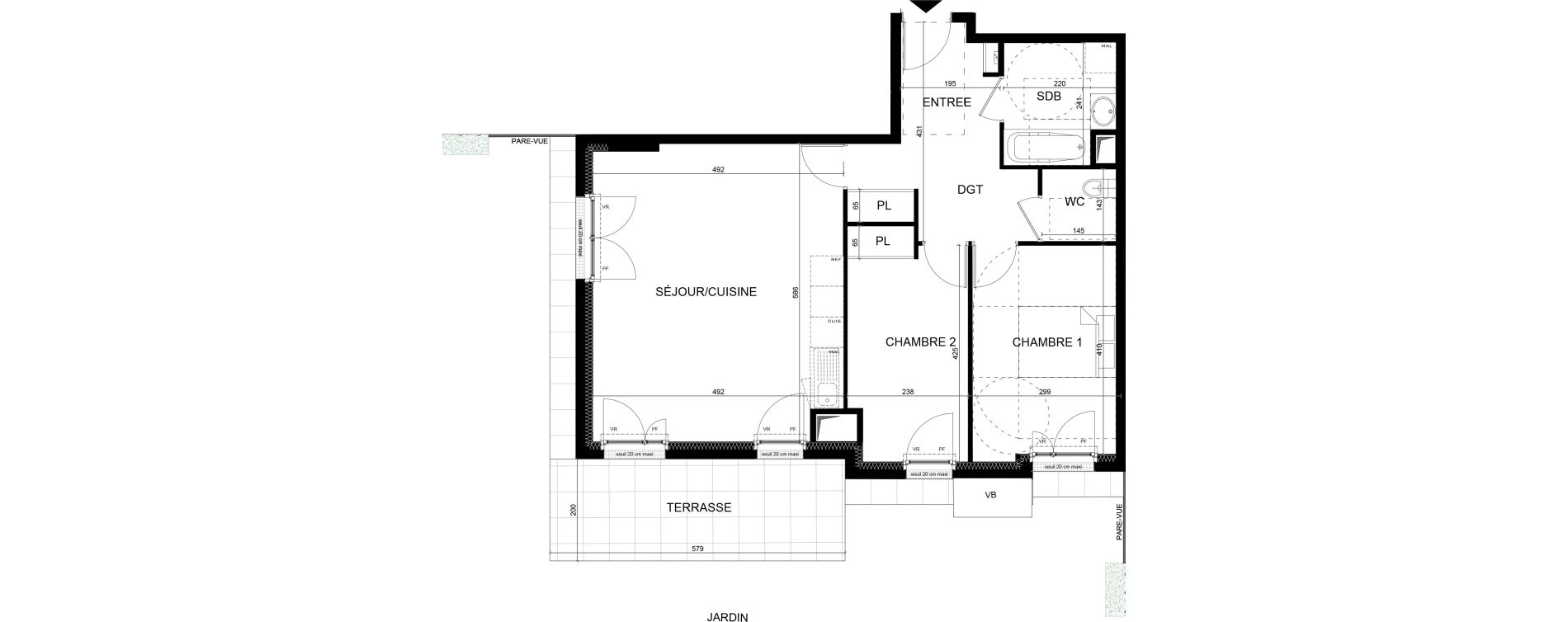 Appartement T3 de 67,65 m2 aux Clayes-Sous-Bois Centre