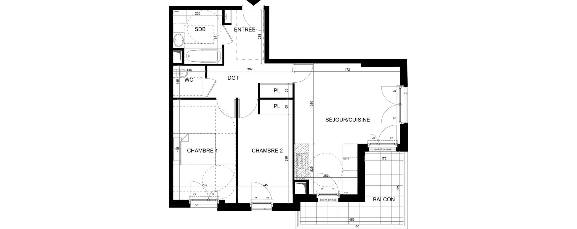 Appartement T3 de 63,67 m2 aux Clayes-Sous-Bois Centre