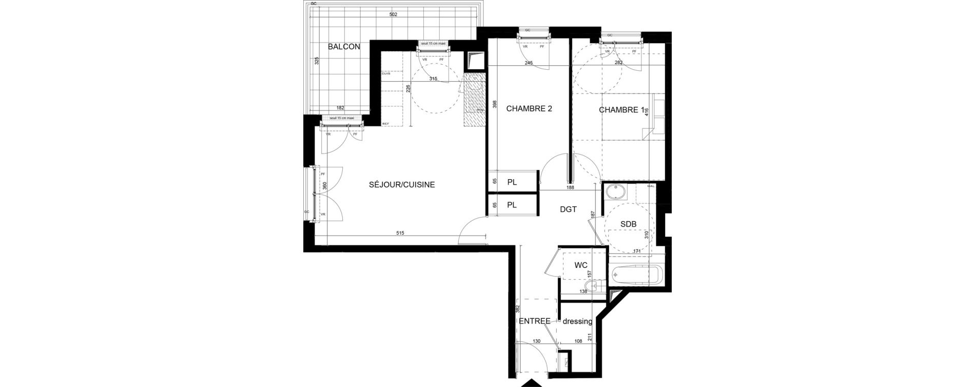 Appartement T3 de 68,23 m2 aux Clayes-Sous-Bois Centre