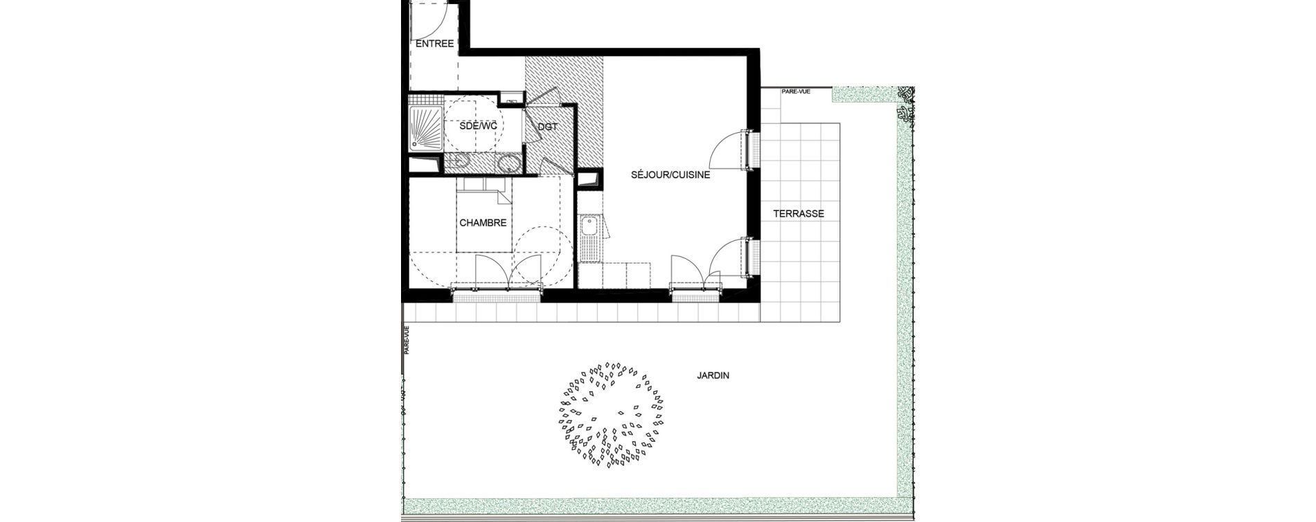 Appartement T2 de 49,56 m2 aux Clayes-Sous-Bois Centre