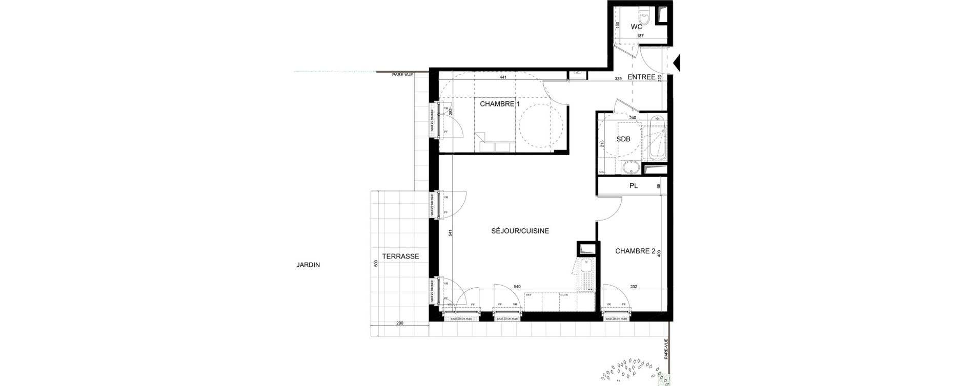 Appartement T3 de 66,60 m2 aux Clayes-Sous-Bois Centre