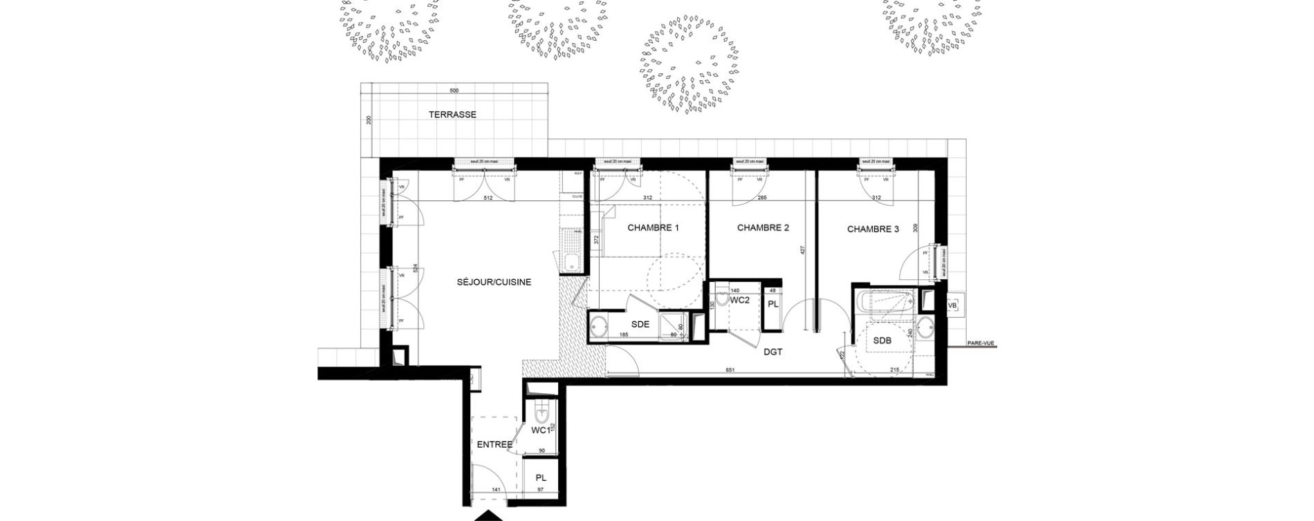 Appartement T4 de 83,12 m2 aux Clayes-Sous-Bois Centre