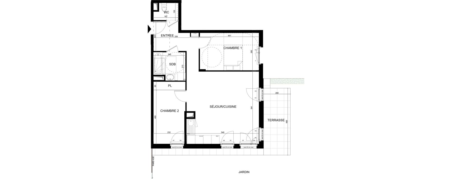 Appartement T3 de 66,60 m2 aux Clayes-Sous-Bois Centre