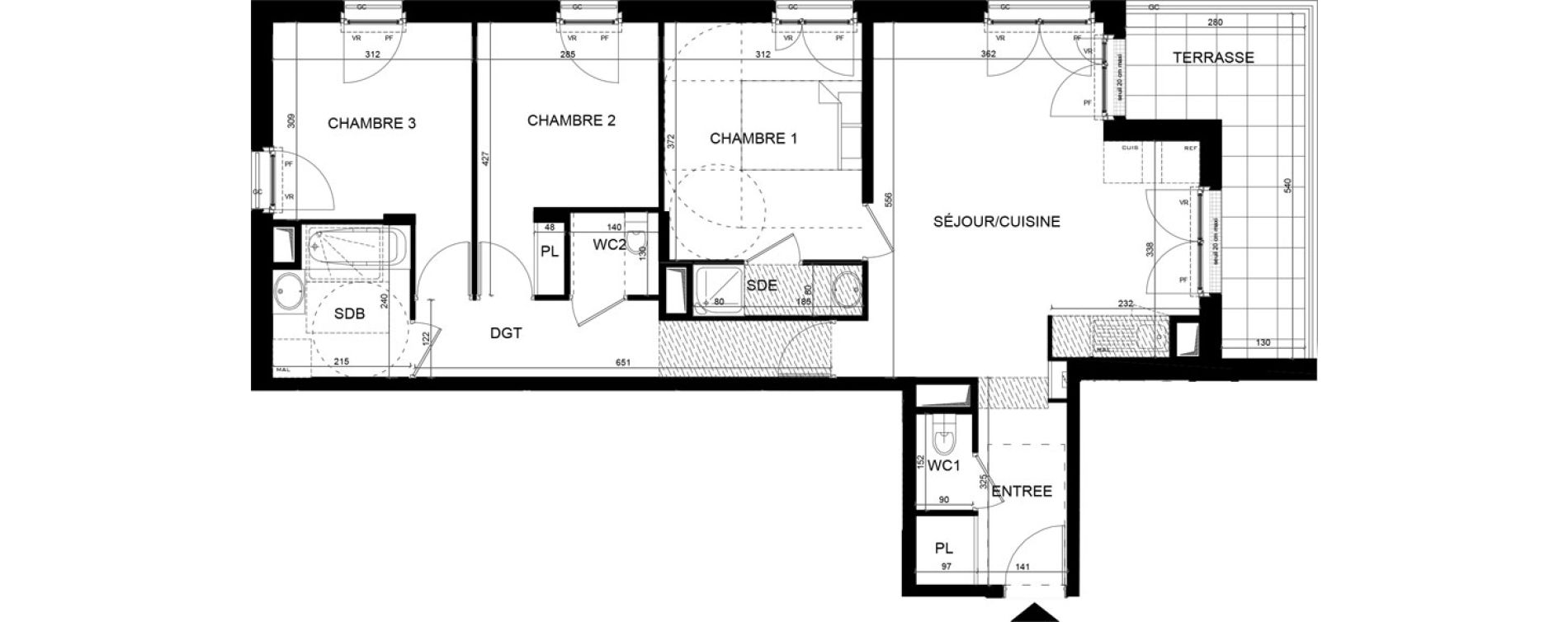 Appartement T4 de 80,28 m2 aux Clayes-Sous-Bois Centre