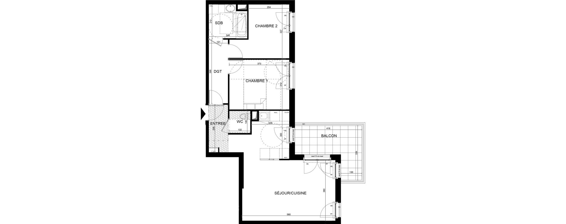 Appartement T3 de 66,94 m2 aux Clayes-Sous-Bois Centre