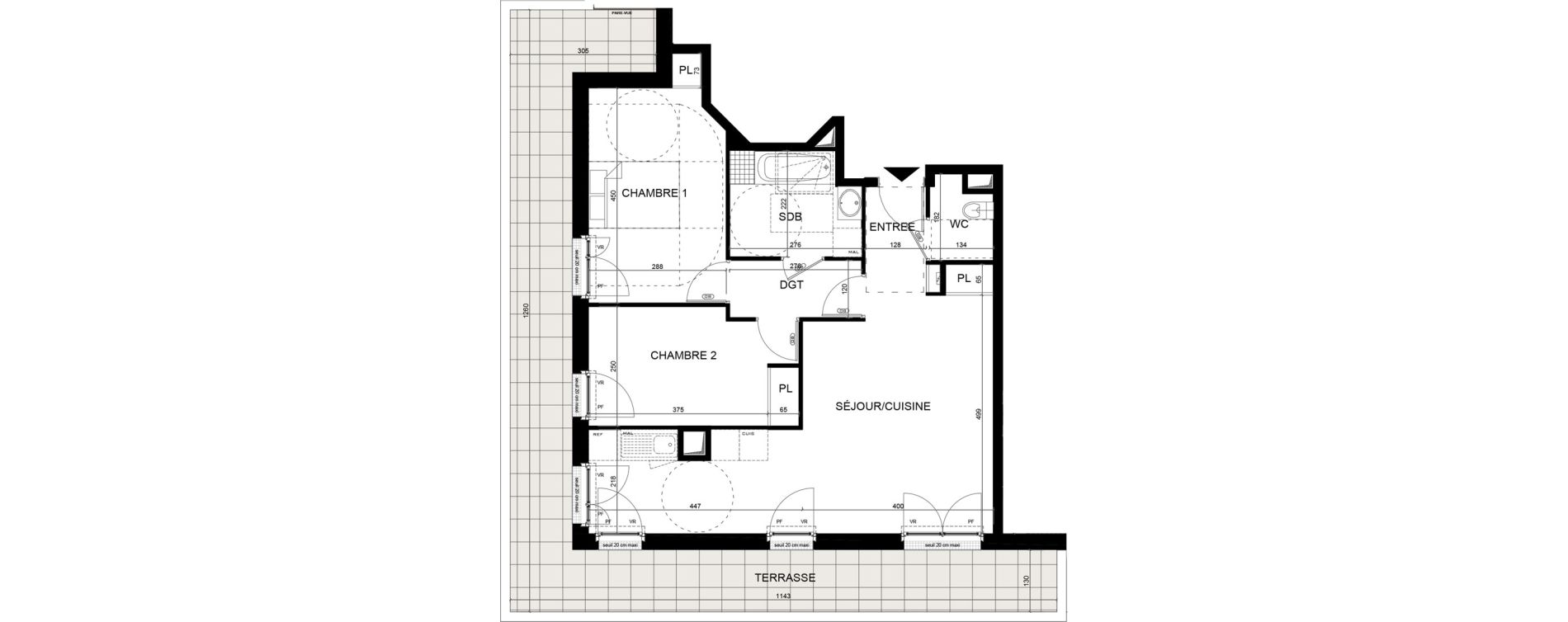 Appartement T3 de 66,94 m2 aux Clayes-Sous-Bois Centre