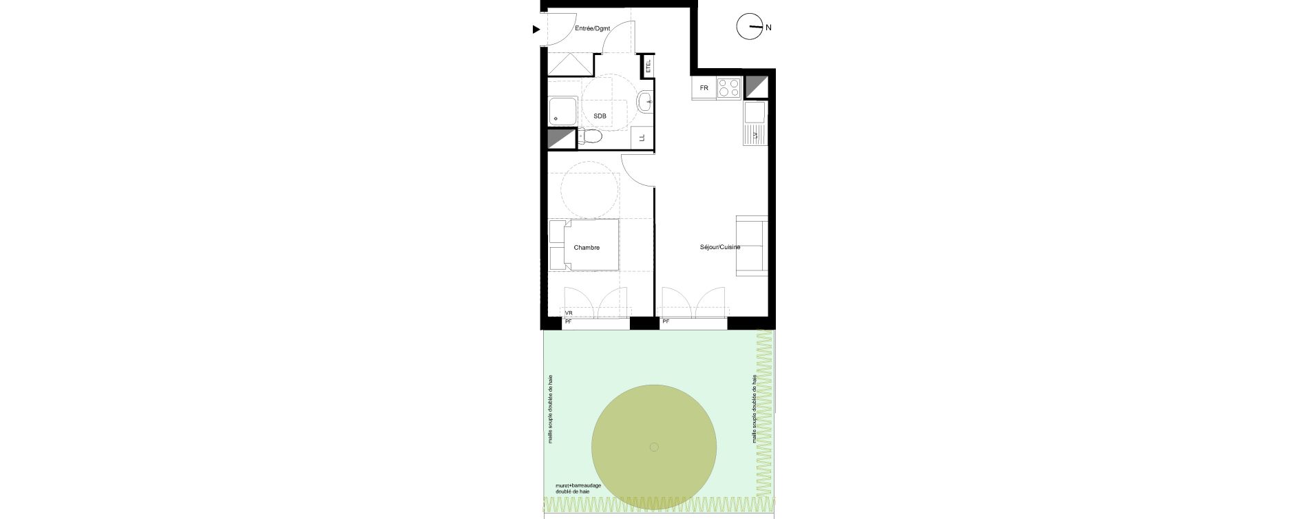 Appartement T2 de 42,20 m2 aux Mureaux Centre