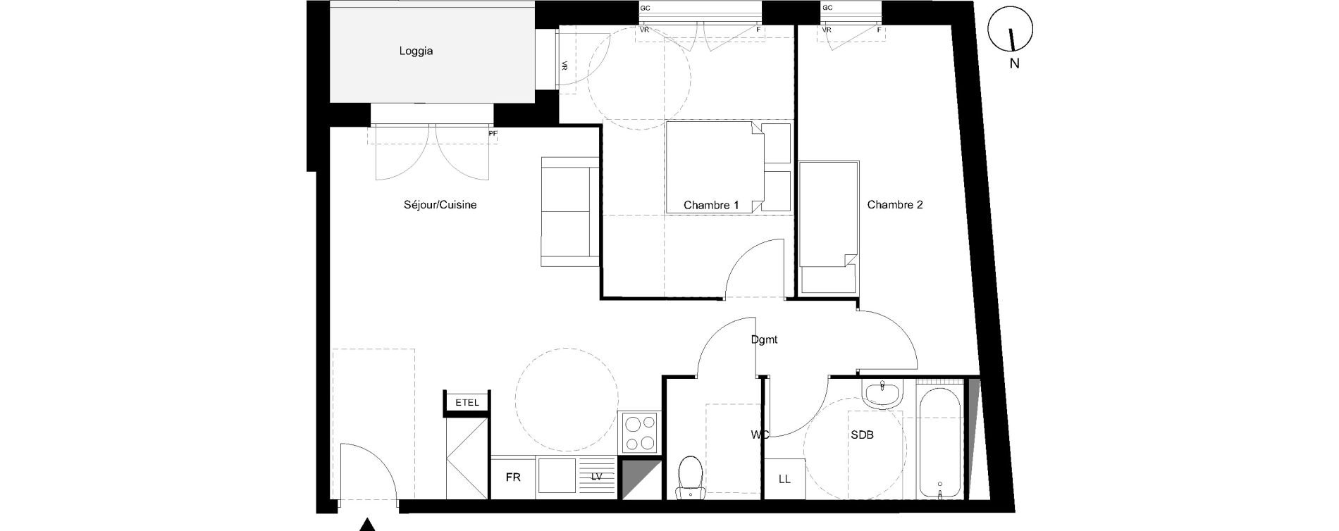 Appartement T3 de 57,85 m2 aux Mureaux Centre