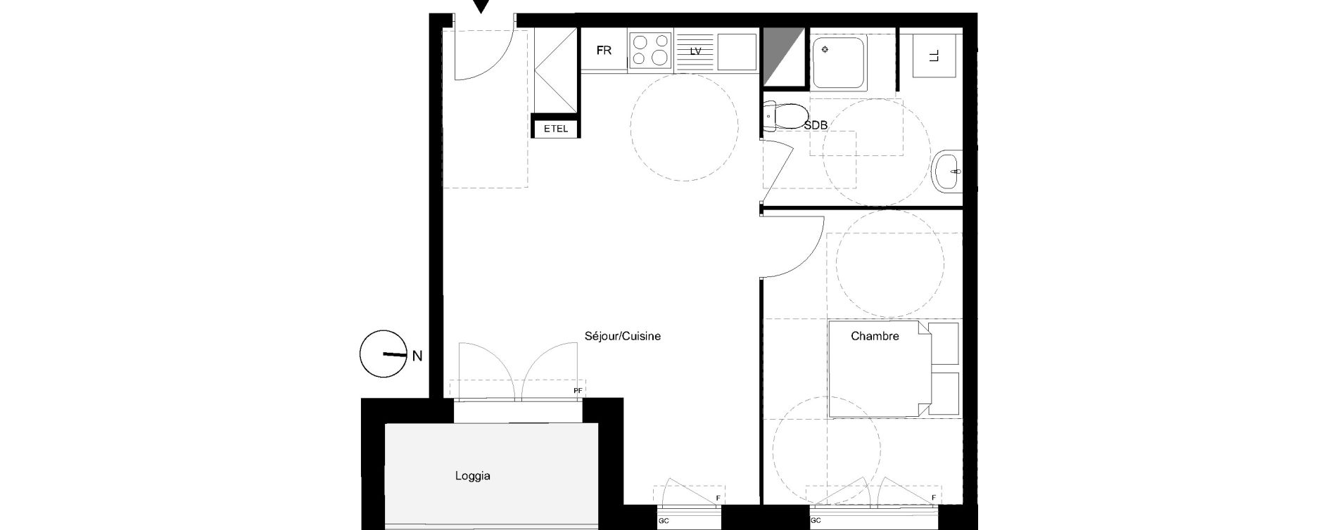 Appartement T2 de 43,47 m2 aux Mureaux Centre