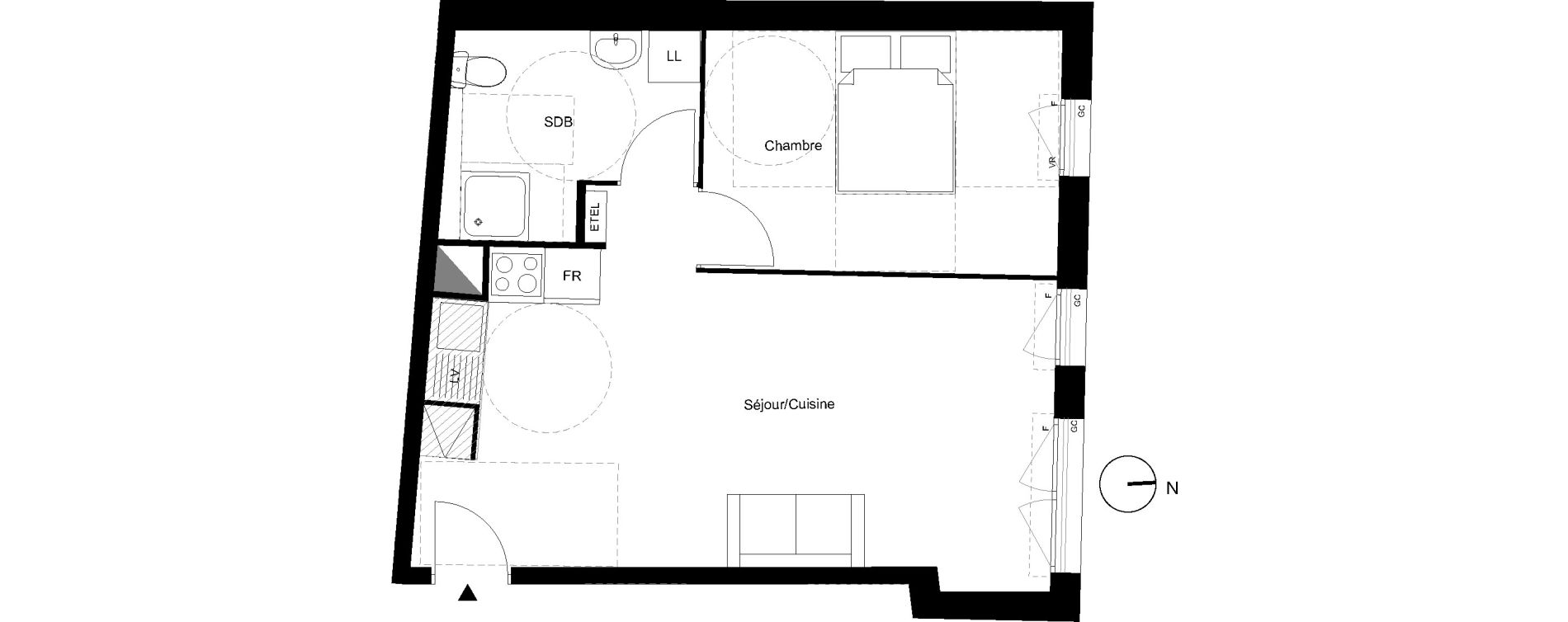 Appartement T2 de 44,67 m2 aux Mureaux Centre