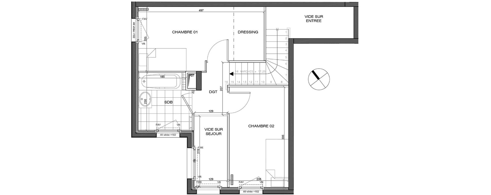 Appartement T3 de 65,37 m2 &agrave; L'&Eacute;tang-La-Ville Centre