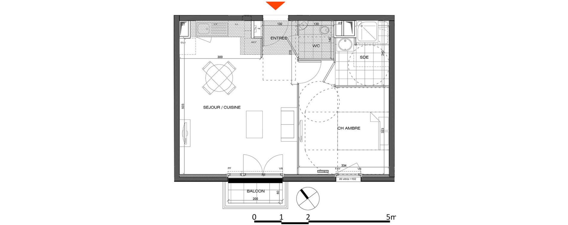 Appartement T2 de 42,28 m2 &agrave; L'&Eacute;tang-La-Ville Centre