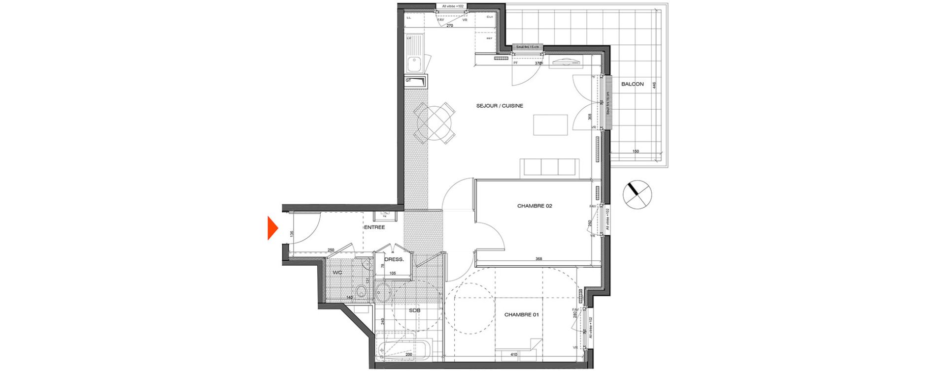 Appartement T3 de 62,74 m2 &agrave; L'&Eacute;tang-La-Ville Centre