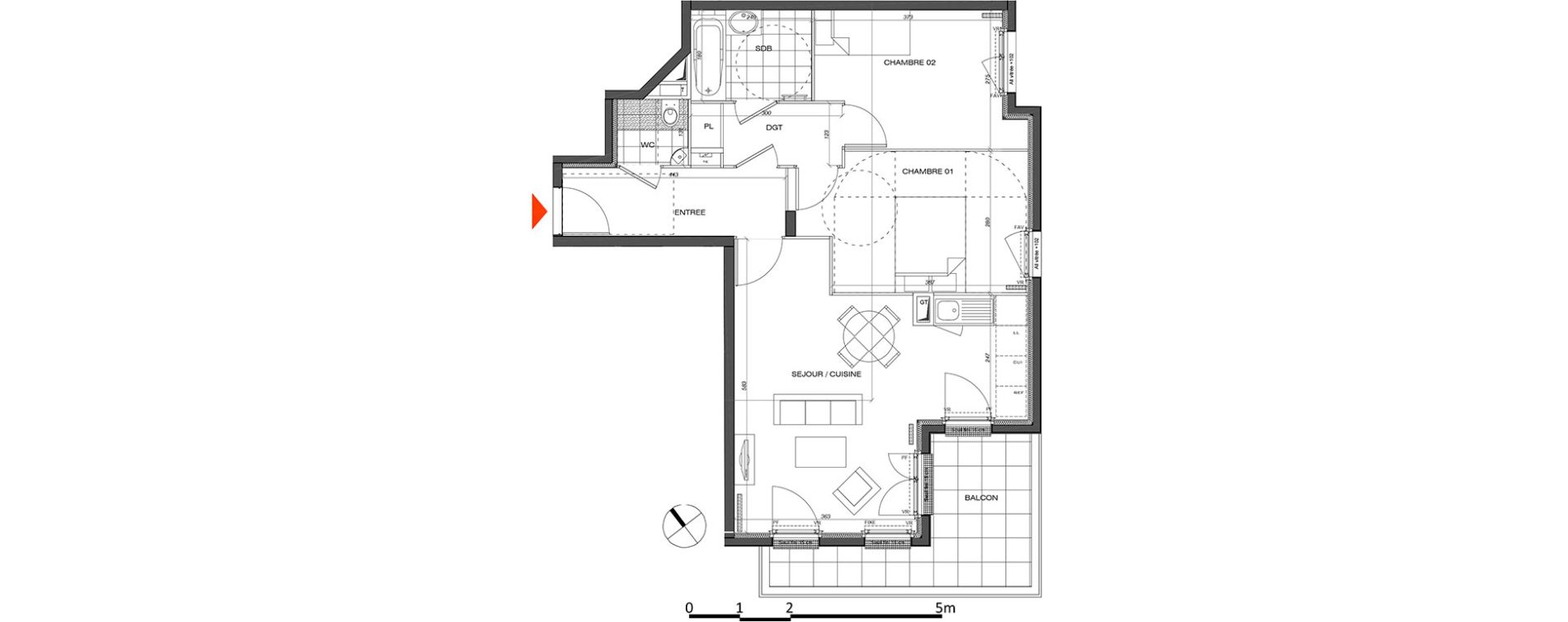 Appartement T3 de 61,83 m2 &agrave; L'&Eacute;tang-La-Ville Centre