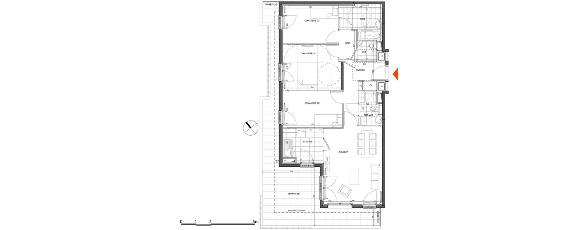 Appartement T4 de 80,03 m2 &agrave; L'&Eacute;tang-La-Ville Centre