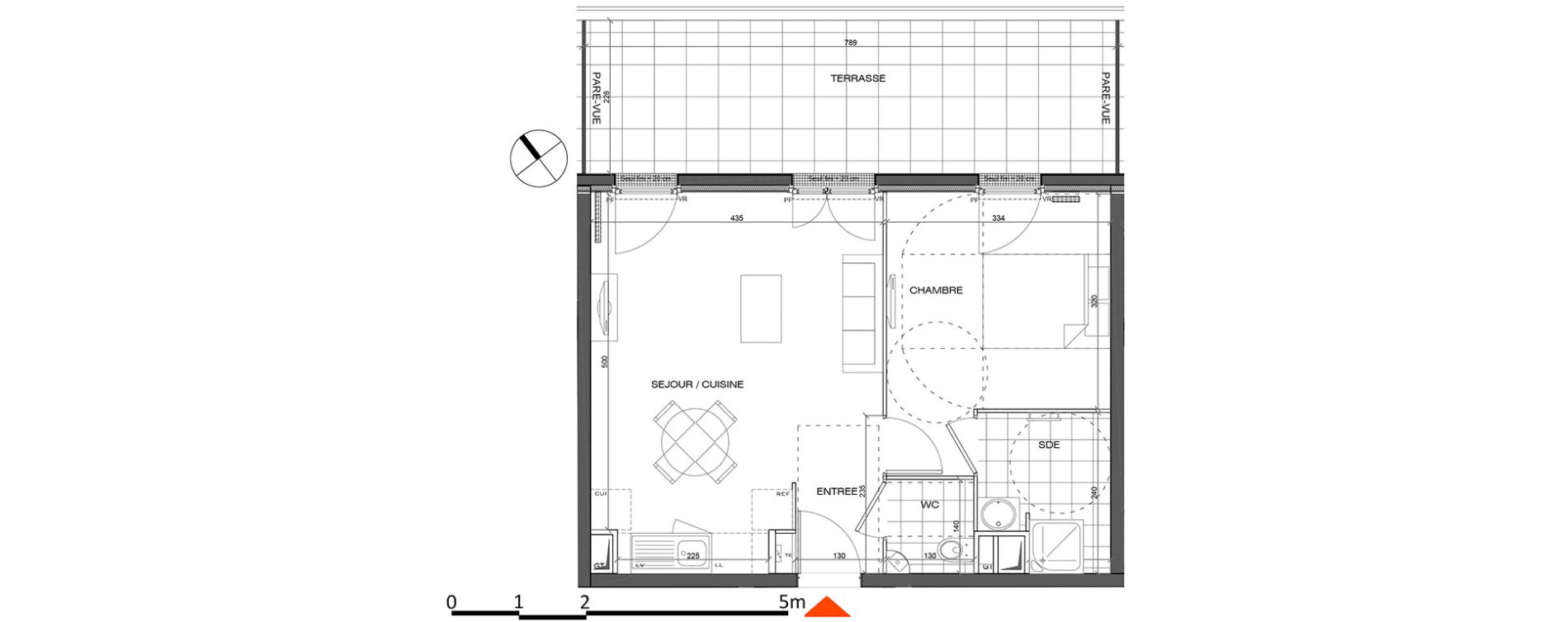 Appartement T2 de 42,28 m2 &agrave; L'&Eacute;tang-La-Ville Centre