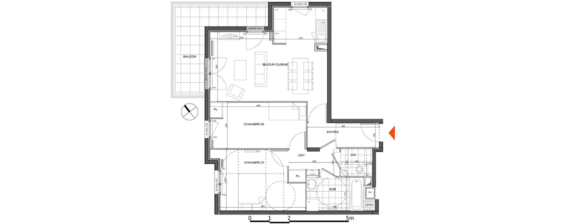 Appartement T3 de 64,17 m2 &agrave; L'&Eacute;tang-La-Ville Centre