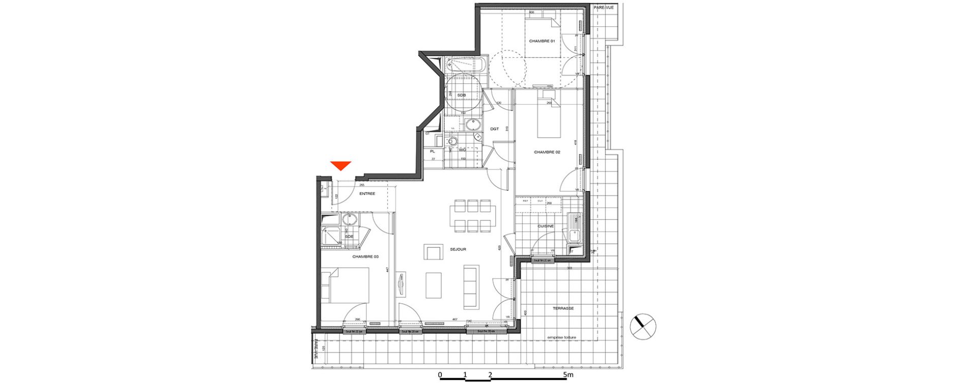 Appartement T4 de 84,62 m2 &agrave; L'&Eacute;tang-La-Ville Centre