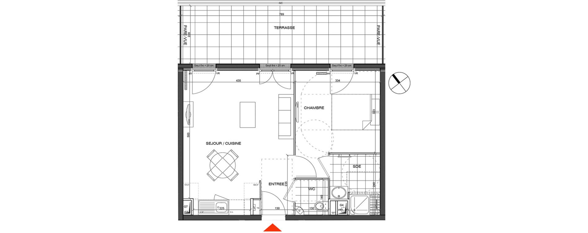 Appartement T2 de 42,28 m2 &agrave; L'&Eacute;tang-La-Ville Centre