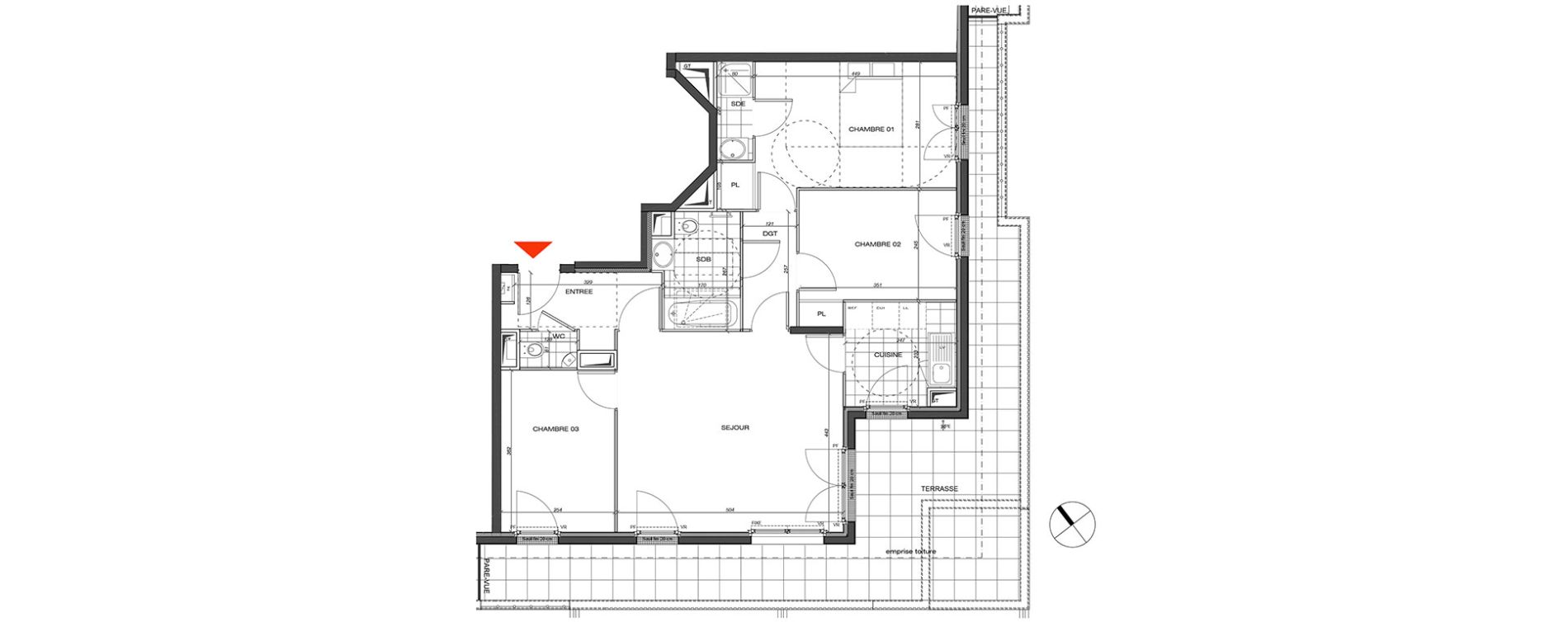 Appartement T4 de 75,55 m2 &agrave; L'&Eacute;tang-La-Ville Centre