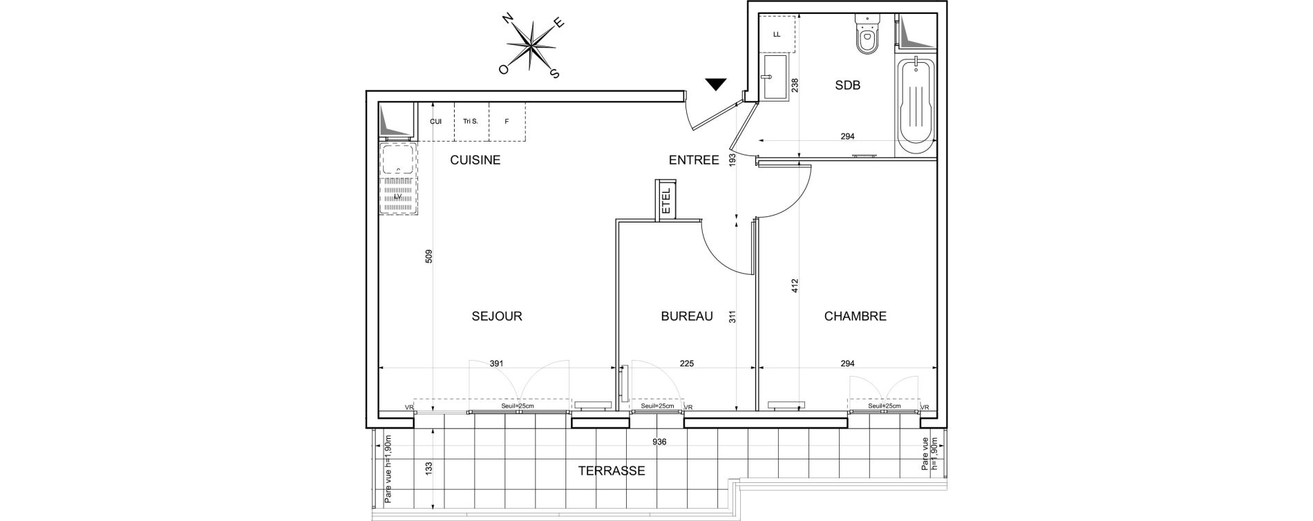 Appartement T2 de 49,34 m2 &agrave; Limay Centre