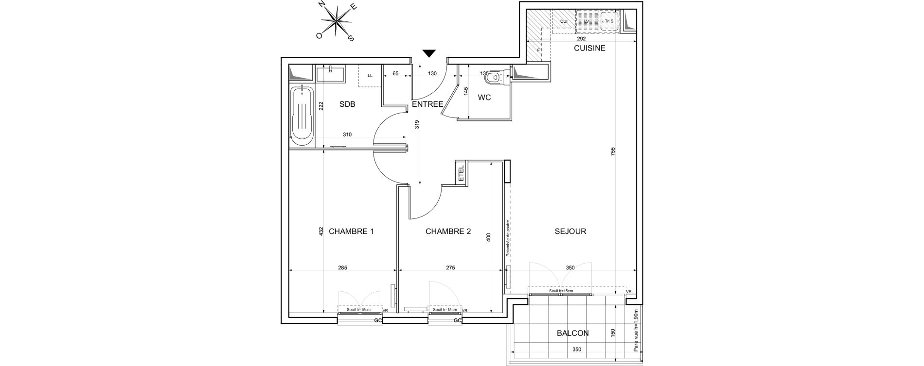Appartement T3 de 60,62 m2 &agrave; Limay Centre