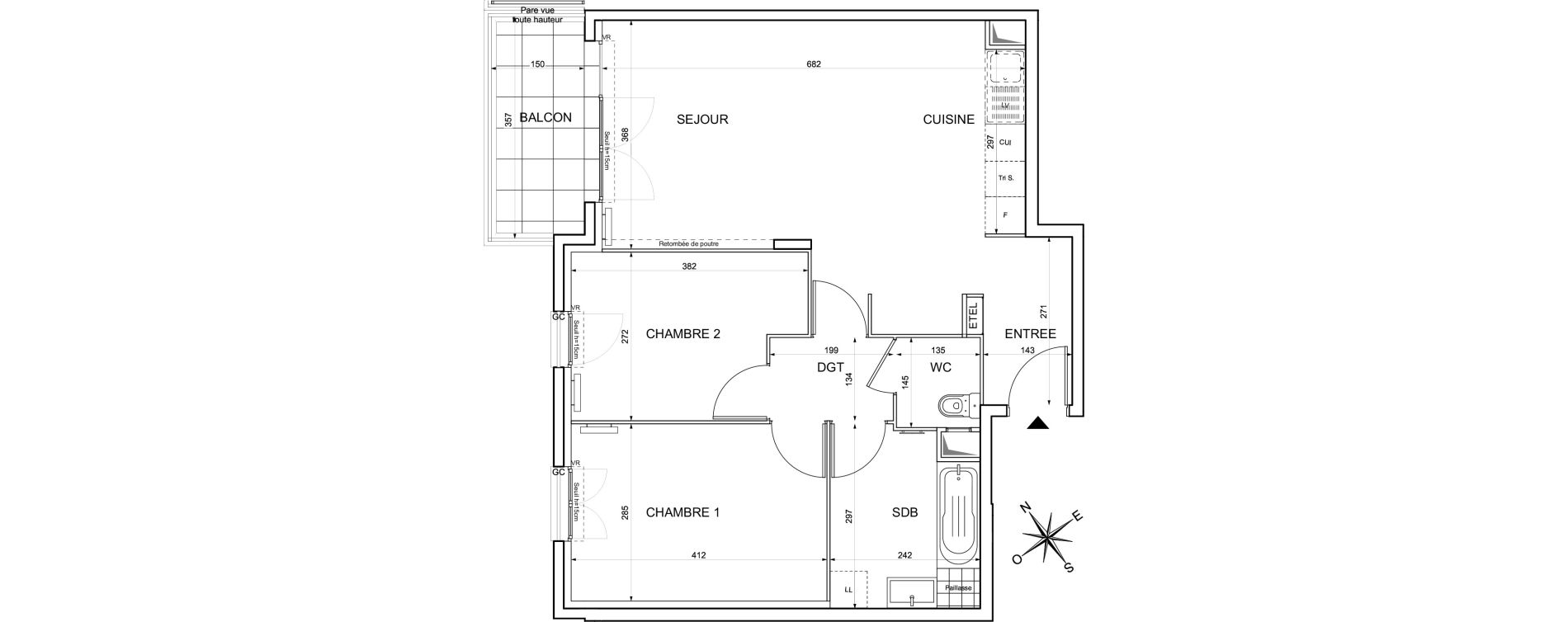 Appartement T3 de 64,53 m2 &agrave; Limay Centre